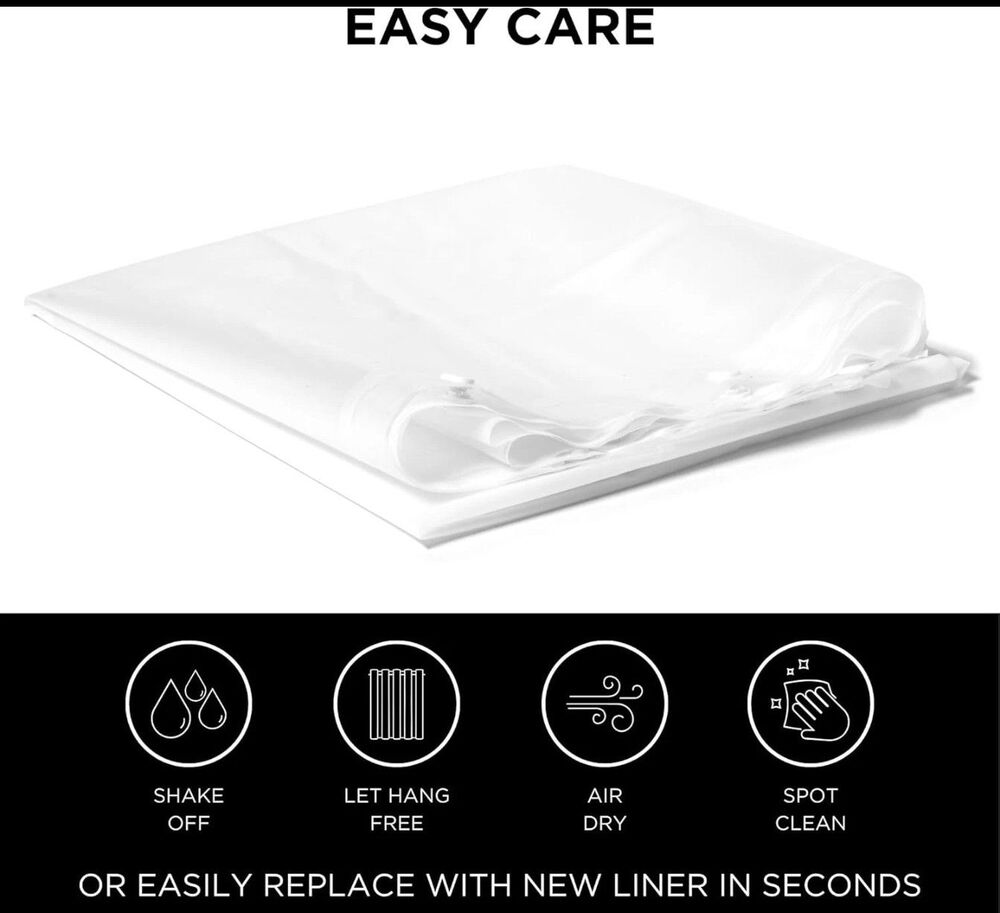 NEW Hookless It'S a Snap! Plastic PEVA Snap In Replacement Shower Curtain Liner - Picture 5 of 12
